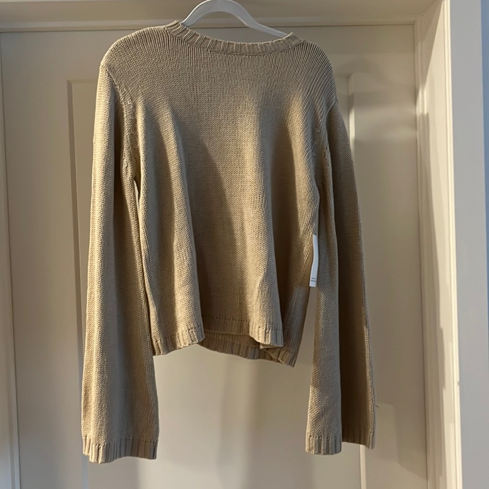 TOBI knit sweater in beige with belled sleeves